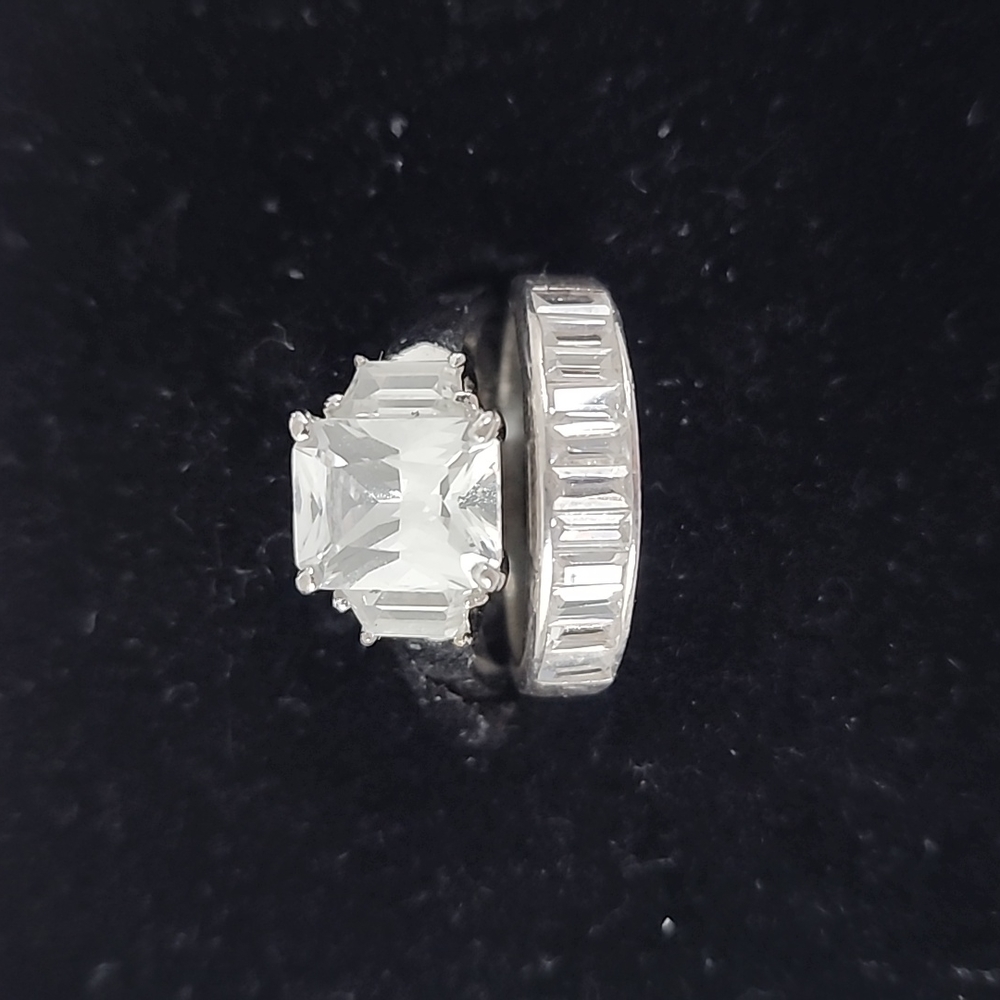 Emerald Shape Engagement Ring Set - image 1